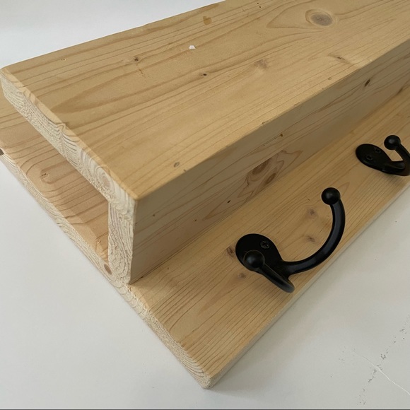 Montessori Natural Hardwood Entryway Shelf with Hooks - Picture 6 of 12